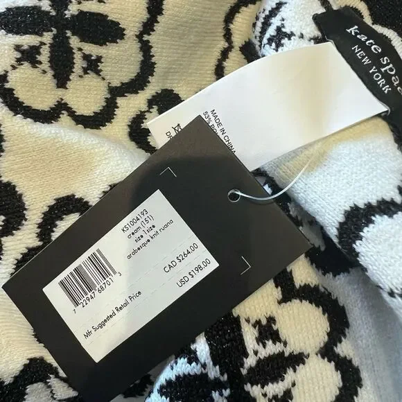 Kate spade Arabesque Knit Ruana Black White Sweater One Size - Picture 9 of 16